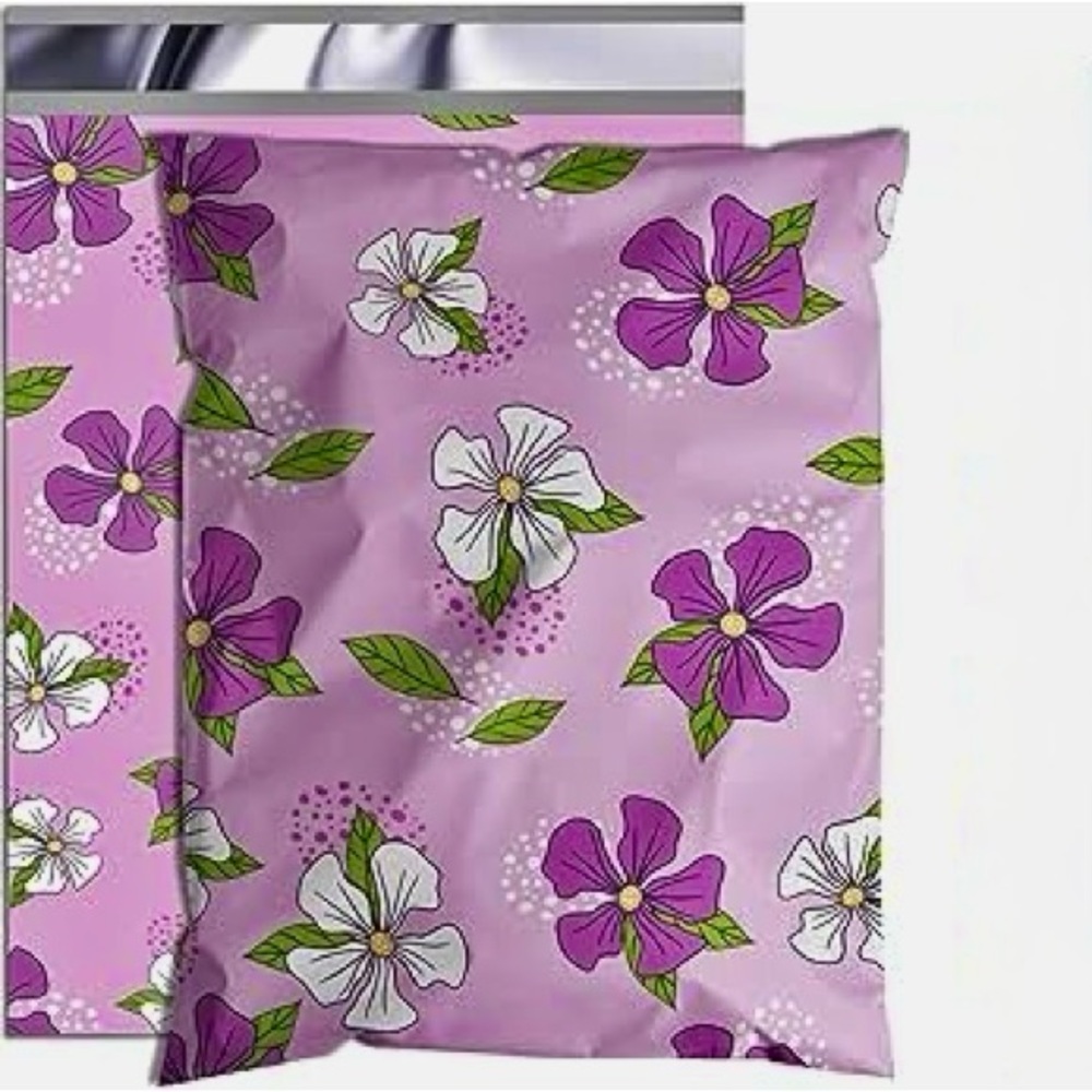 20 Poly Mailer Value Pack- Purple Floral Pattern (6”x9”) Qty 20 NWT